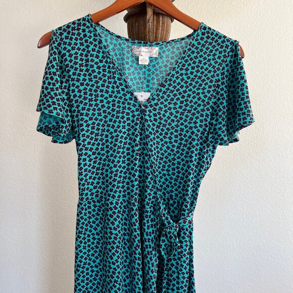 Band of Gypsies Women's Size M Teal/Black Martinique Floral Maxi Wrap Dress - Picture 6 of 14